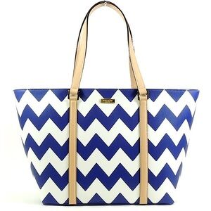 Kate Spade New York South of the Border Harmony Navy & White Chevron Tote